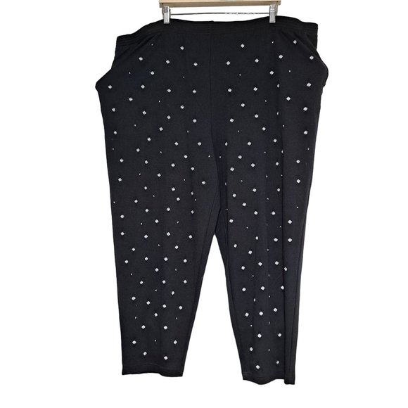 Bechamel Pants Women Size Extra Large Snowflakes Embroidered Comfort Black - Picture 1 of 7